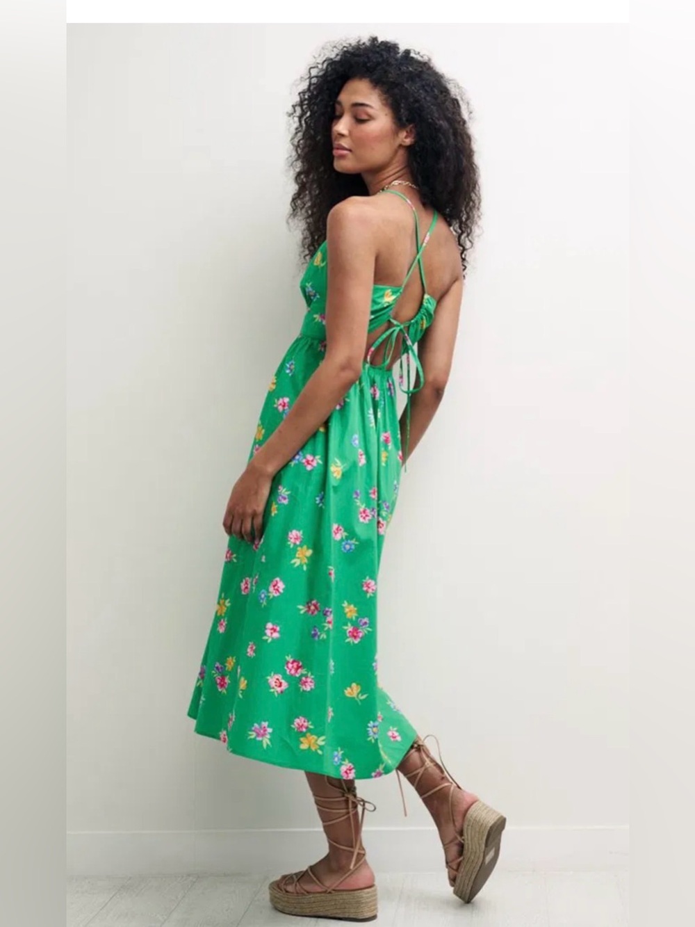 Green Floral Spaghetti-Strap Maxi Dress - Picture 11 of 11